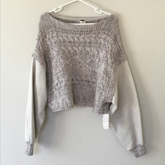 Free People Honey Cable Knit Mixed Media Pullover - Picture 7 of 9